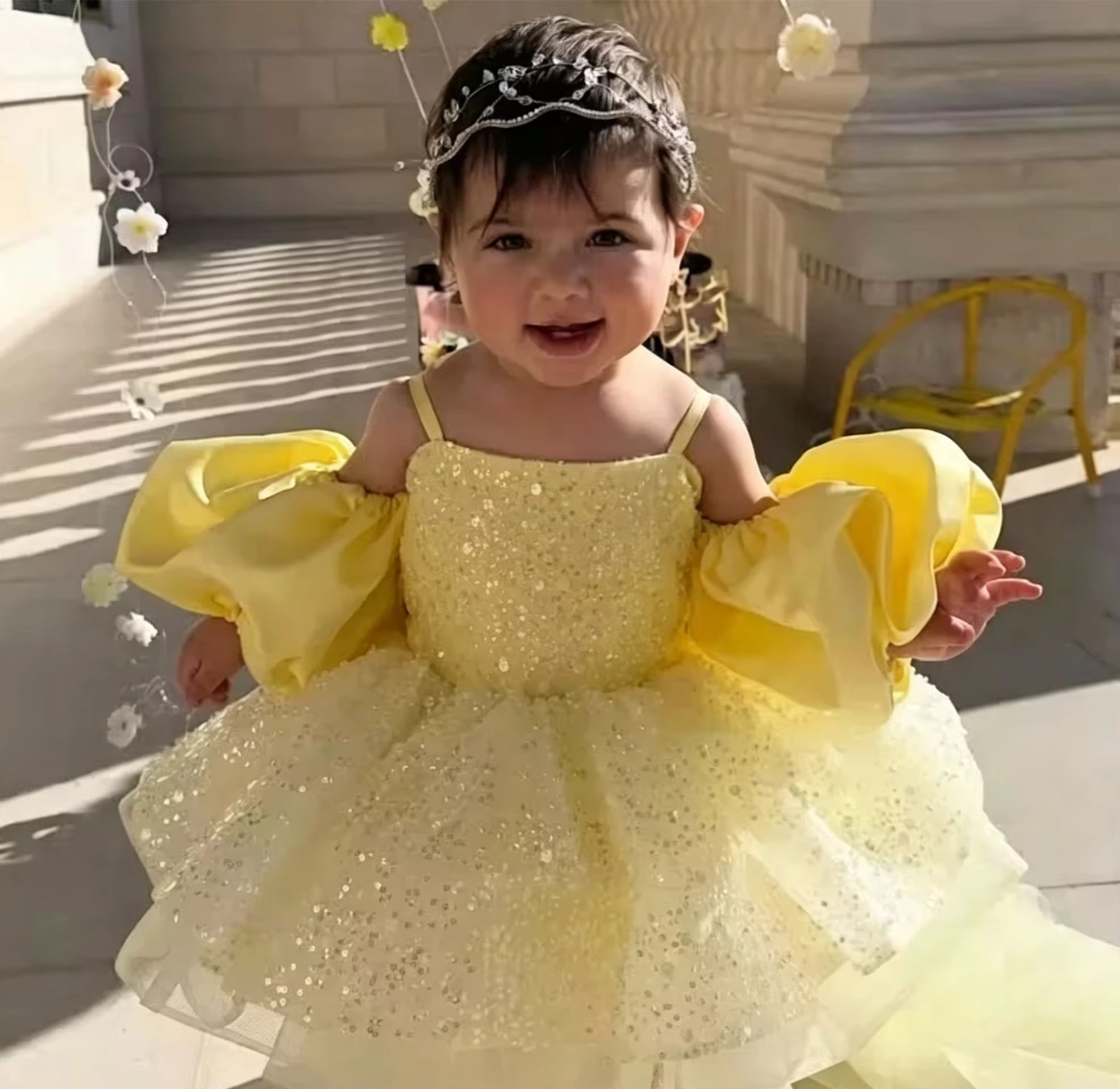 Cute Yellow Flower Girl Dresse - đánh giá và giá Embroidery Yellow Dress