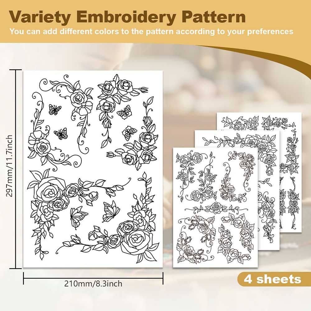 38Pcs Rose Lace 4 Sheets Water - đánh giá và giá Embroidery Rose
